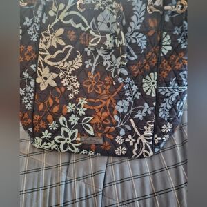 Vera Bradley Floral Quilted Backpack in Black, Light Blue, Brown